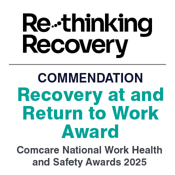 Rethinking Recovery - Commendation - Recovery at and Return to Work Award - Comcare National Work Health and Safety Awards 2025 Rethinking Recovery - Commendation - Recovery at and Return to Work Award - Comcare National Work Health and Safety Awards 2025